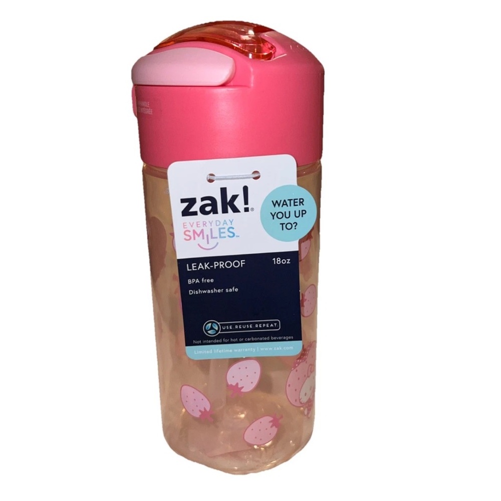 Zak! Hello Kitty Strawberry Water Bottle with Straw 18 Oz New BPA Free Plastic